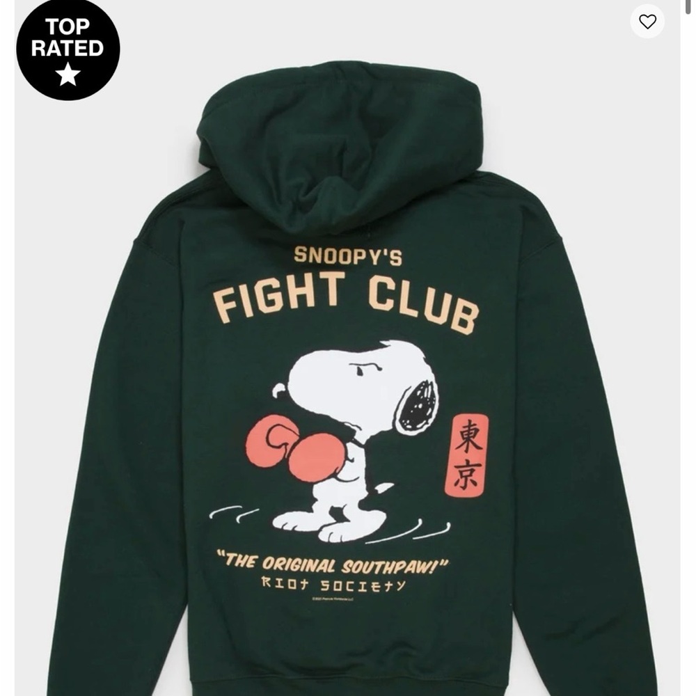 Riot Society Green Snoopy Fight Club Sweater